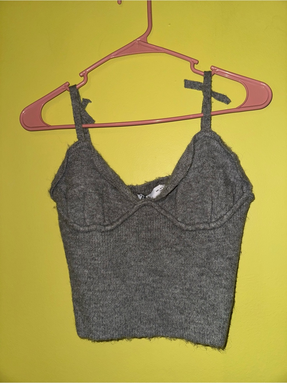 Zara Grey Knit Crop sweater tank Top